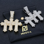 Two-Tone Cross Pendant Baguette Iced Out