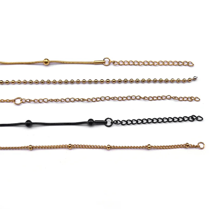 Length 60cm Ball Bead Chain Necklace for Women Men Stainless Steel Gold Sliver Black Color Fashion Jewelry Accessories