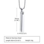 Vertical Bar Box Chain Pendant — Stainless