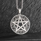 Celtic Witch Knot Pendant Necklace — Steel