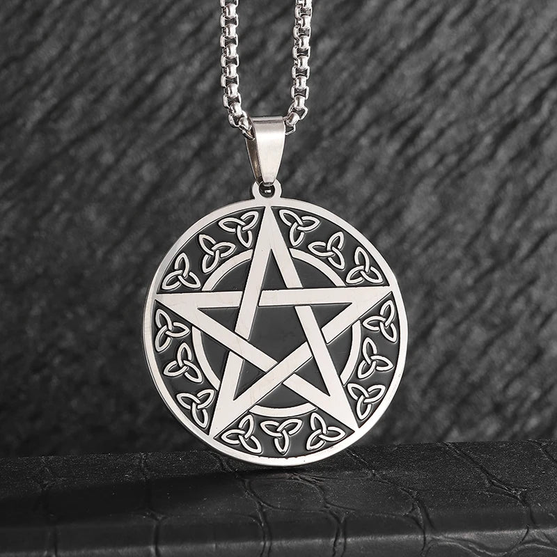 Celtic Witch Knot Pendant Necklace — Steel