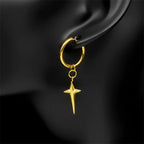 Cross Gold Drop Earrings — Stainless Steel