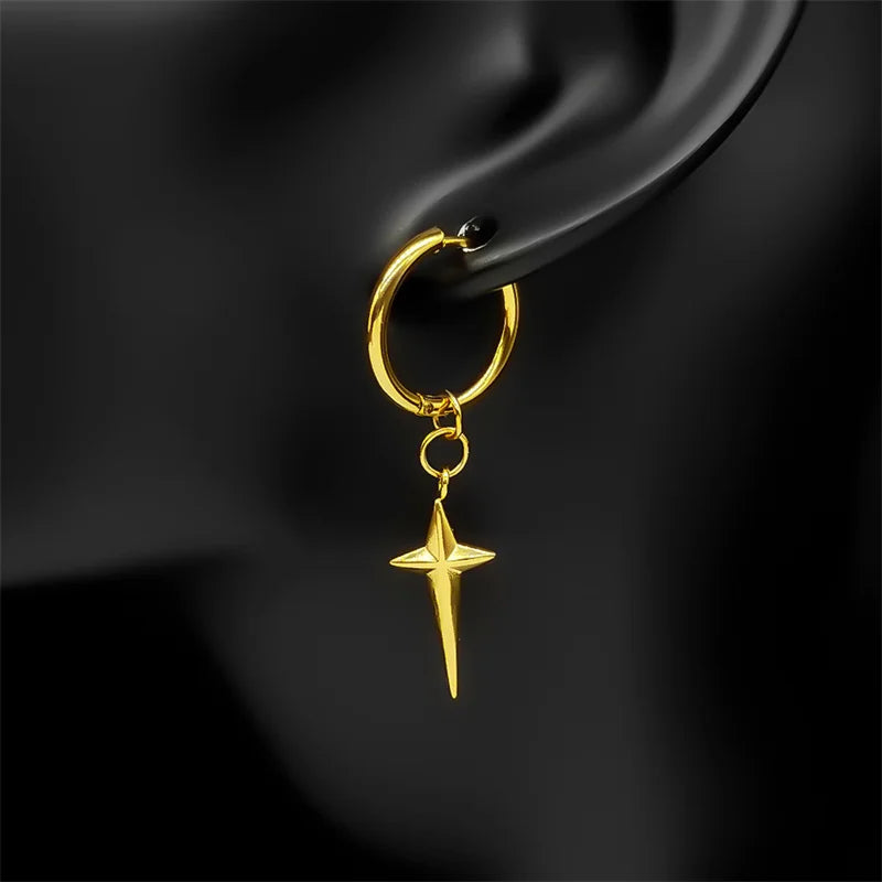 Cross Gold Drop Earrings — Stainless Steel