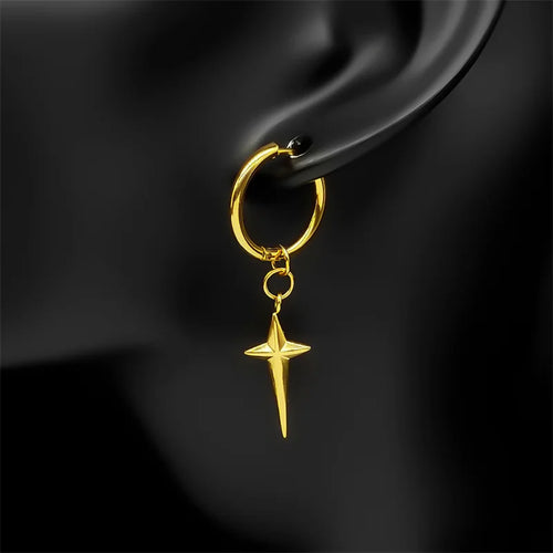Cross Gold Drop Earrings — Stainless Steel