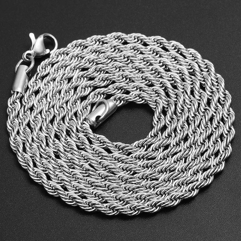 Daily Simple 3MM Twisted Chain Necklace For Men And Women Artificial Couple Necklace