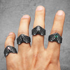 Angel Wings Gemstone Ring — Stainless Steel