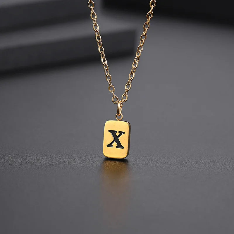 Letter Pendant Square Chain — Gold