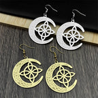Celtic Gold Earrings Crescent Moon Witch's Knot