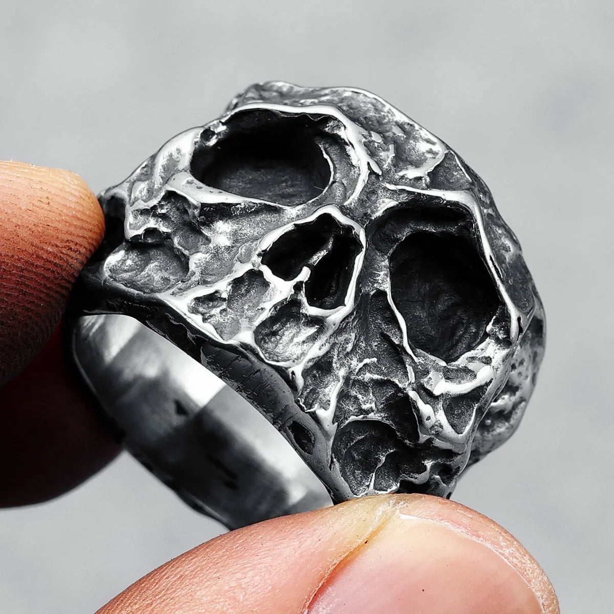 Broken Skull Cranium Ring — Stainless Steel