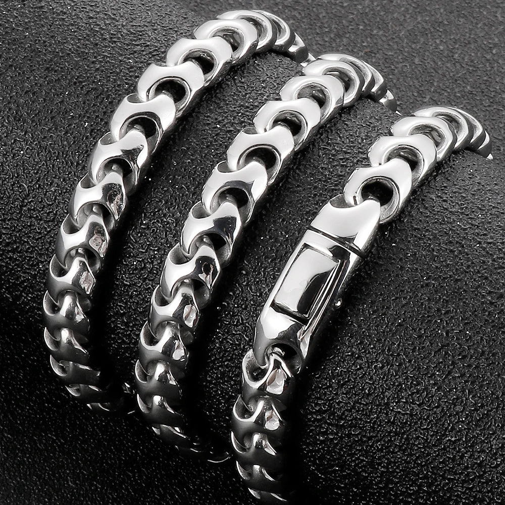 9MM Wide Curb Chain Man Necklace Polished Stainless Steel 50/60/70CM Long Men's Keel Chains Necklaces Choker Items