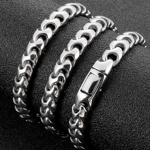 9MM Wide Curb Chain Man Necklace Polished Stainless Steel 50/60/70CM Long Men's Keel Chains Necklaces Choker Items