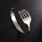 Fashion Design Stainless Steel Curved Tableware Fork Open Bracelet Men and Women Personality Charm Hip Hop Casual