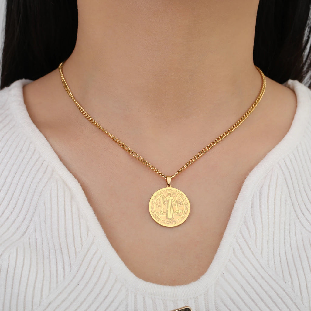 Saint Benedict Pendant Necklace — Stainless Steel