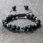 6 8mm Natural Stone Beads Bracelet for Women Men Blue Turkish Evil Eye Braided Chain Bangle Lucky Couple Jewelry Gift