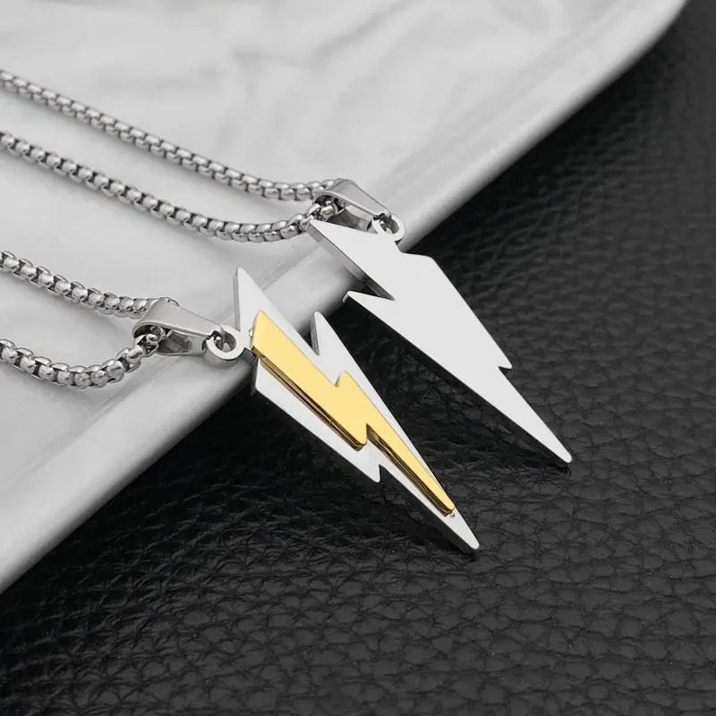 Stainless Steel Zeus Thunder Necklace Lightning Charm for Men and Women Hip Hop Trend Street Party Cool Jewelry