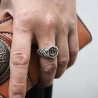Poseidon Trident Adjustable Open Ring — Gold-Tone