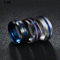 UAH Hot Sale Groove Rings Black Blu Stainless Steel Midi Rings For Men Charm Male Jewelry