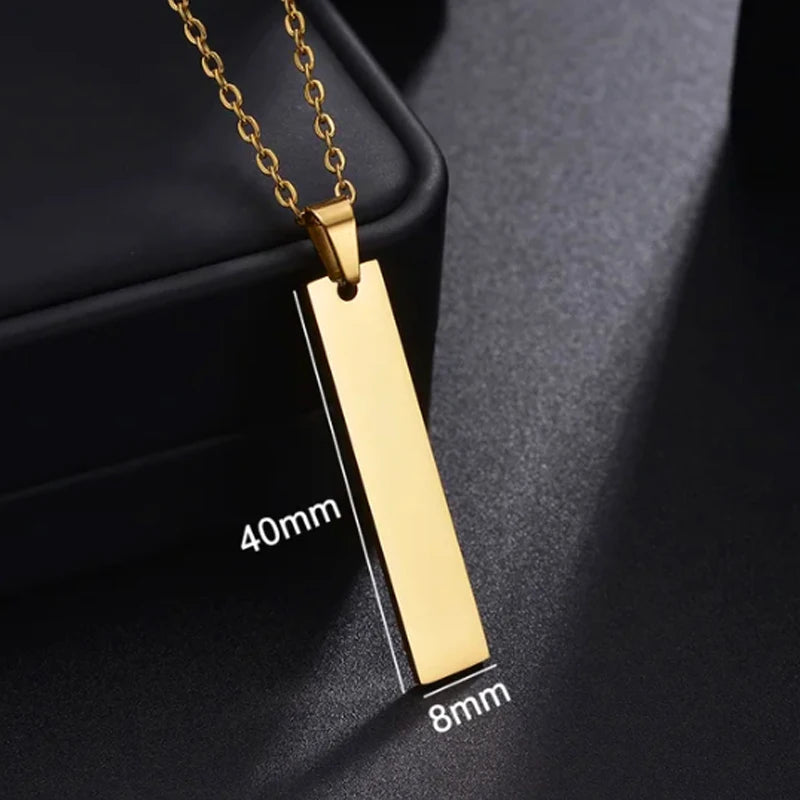 Letdiffery Custom Engraved Eyes Necklaces for Women Men Stainless Sreel Laser Carve Photo Names Square Pendant Jewelry
