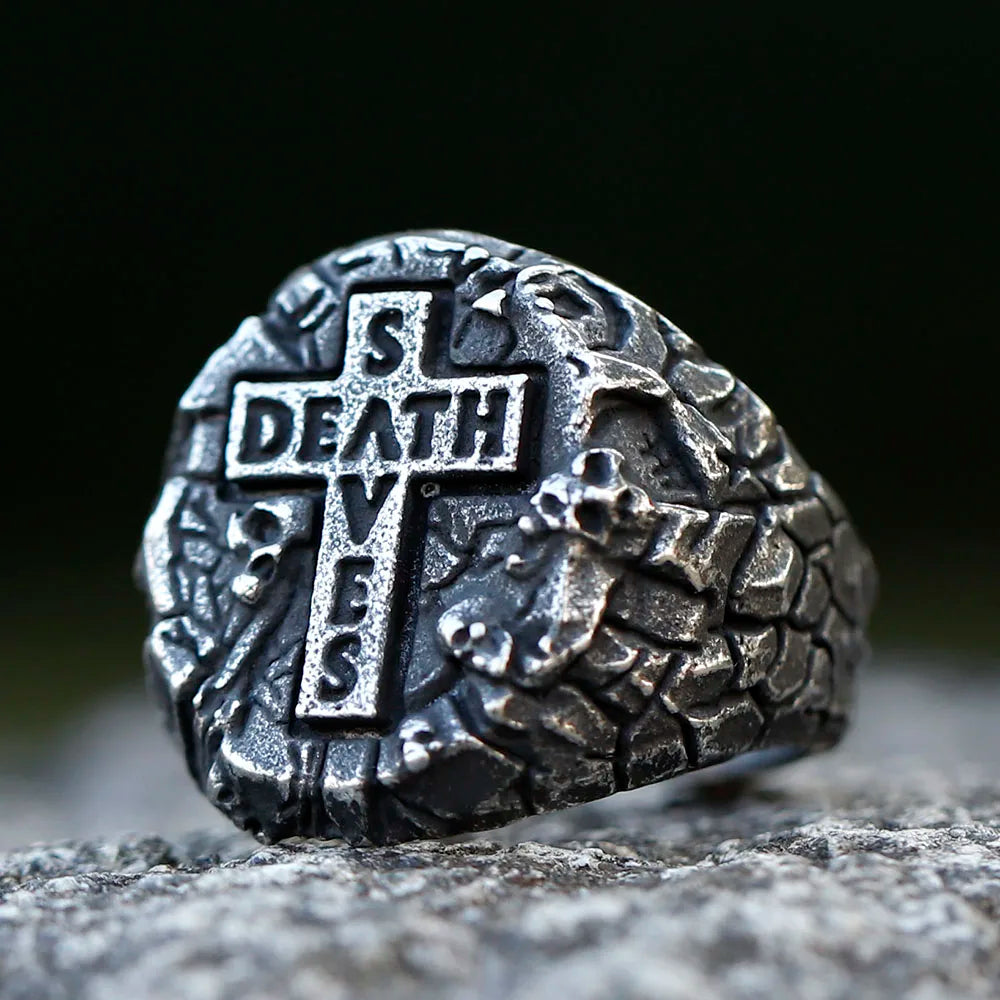 2023 Men's 316L stainless steel ring biker Retro cross skull Ring For Men fashion Chic Fancy Halloween Jewelry free