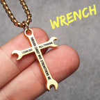 Wrench Cross Pendant Necklace — Stainless Steel