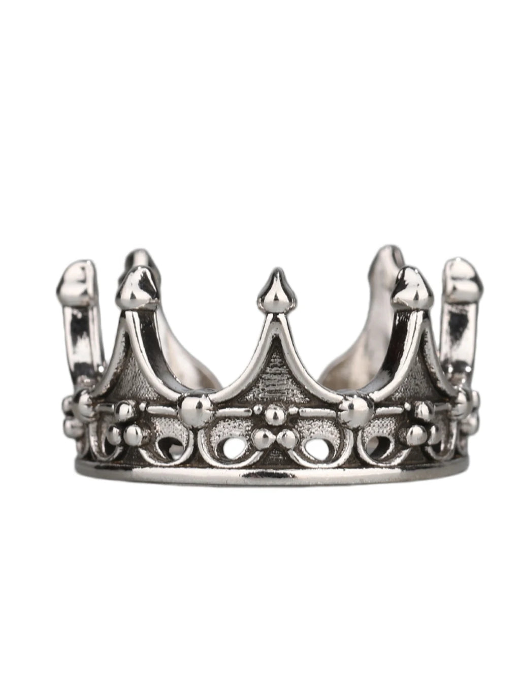 DAMAI Gothic Style Adjustable Open Crown Ring for Men Dark Black Personality Ring Finger Accessory Fashionable Jewelry