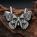 Butterfly Skull Pendant Necklace — Stainless Steel