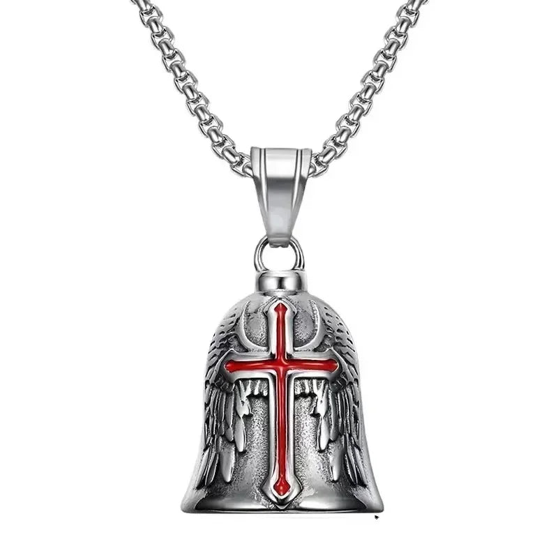 Norse Gods Odin Celtic Knot Motorcycle Bell Necklace Men's Punk Riding Rock Lucky Exorcism Amulet Jewelry
