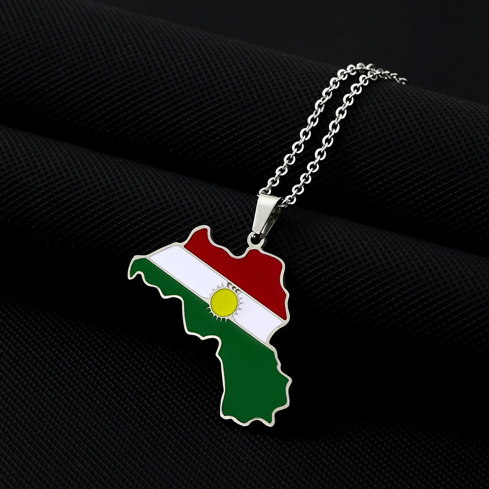 Kurdistan Map Pendant Necklace — Stainless Steel