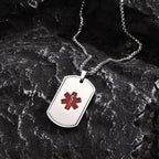 Mprainbow Mens Medical Alert ID Necklaces,Waterproof Stainless Steel Dog Tag Pendant Collar,Father Day Birthday Party