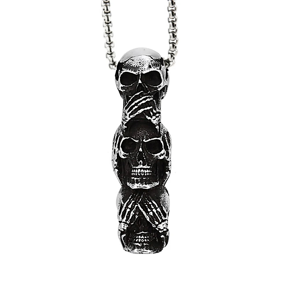 Gothic Skull Steel Pendant Vintage Unique Punk