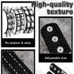 Classic Adjustable Size Rivet Bangle Square Wide Rows Nails Spike Cuff Bracelet PU Leather Bracelets Bangle Men Women