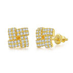 Iced Out Zircon Stud Earrings Stainless Steel CZ