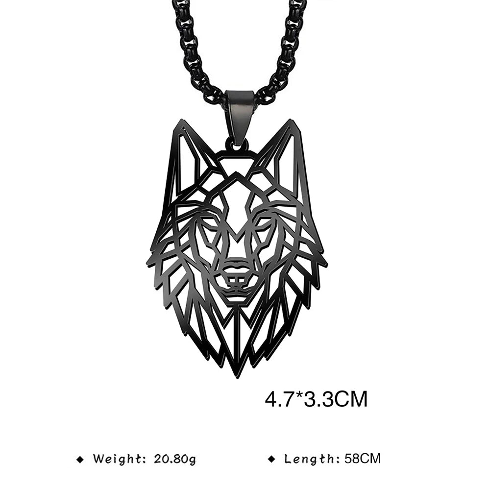 My Shape Lion King Crown Pendent Necklaces for Men Boys Stainless Steel Punk Animal Wolf Charms Choker Chains Hip Hop