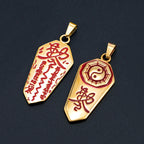 Yin Yang Runes Amulet Pendant Necklace — Two-Tone Sweater Chain