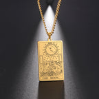 Dawapara Vintage Tarot Card Necklace The Major Arcana Pagan Astrology Talisman Pendants Necklace Stainless Steel Jewelry