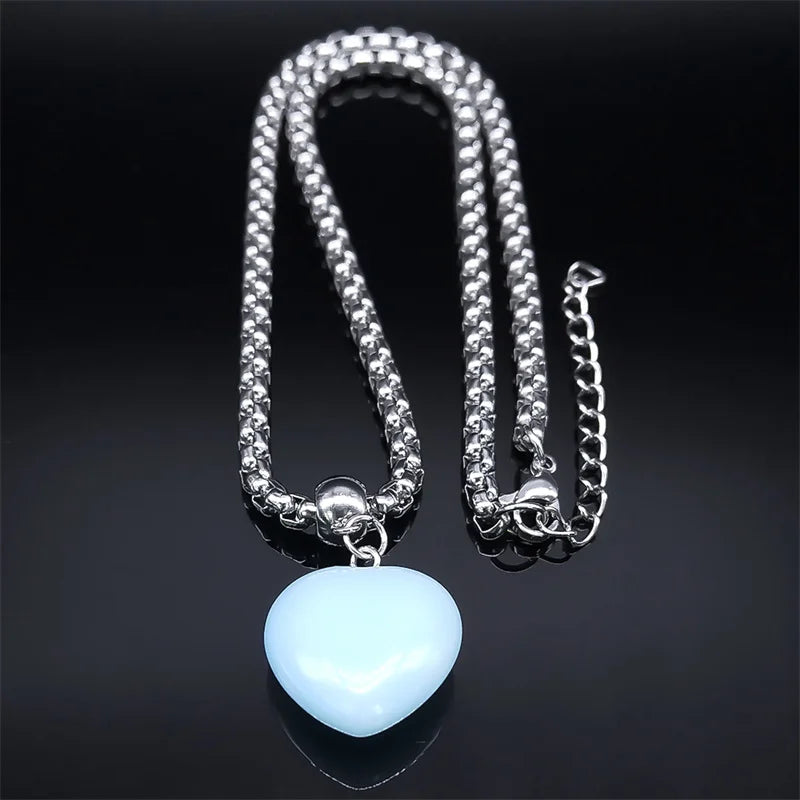 Luminous Heart Glow Dark Pendant — SS