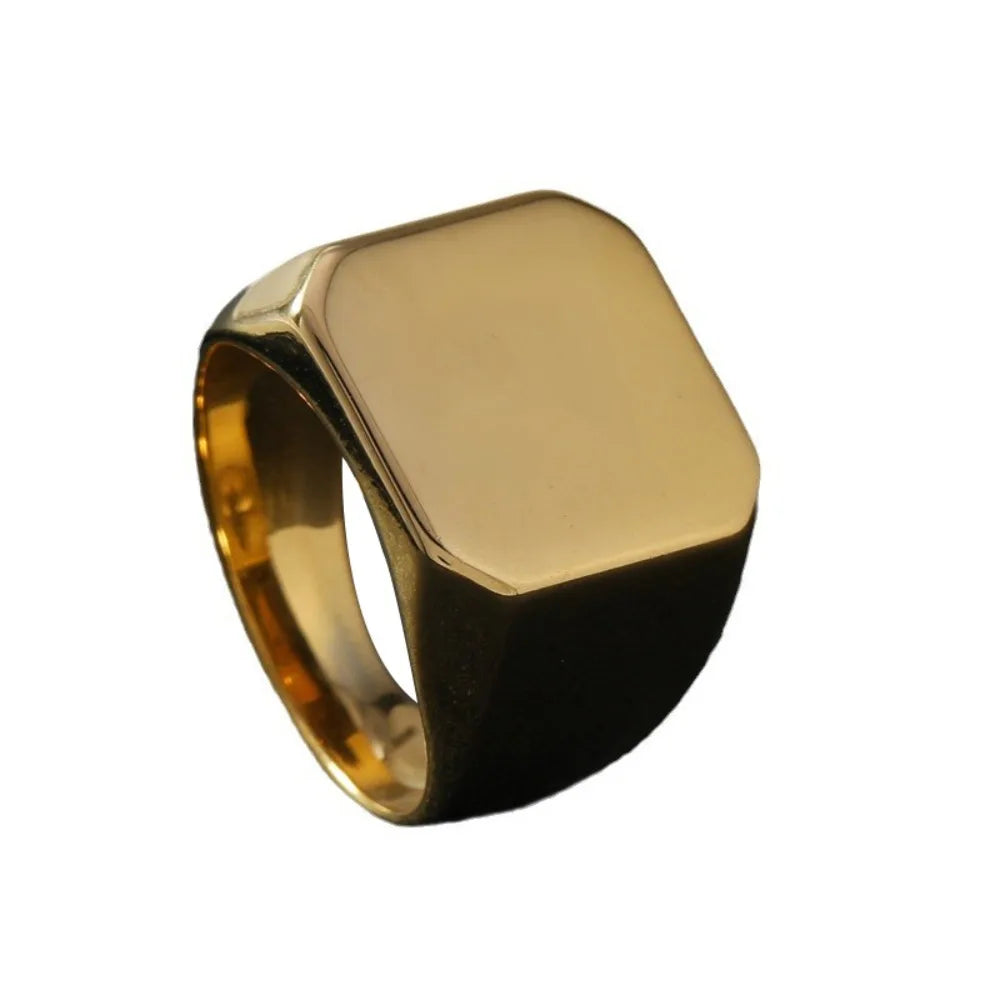 Simple Personality Geometry Beveled Smooth Surface Large Square Stainless Steel Rings for Men Trendy Punk Jewelry Accessory Gift