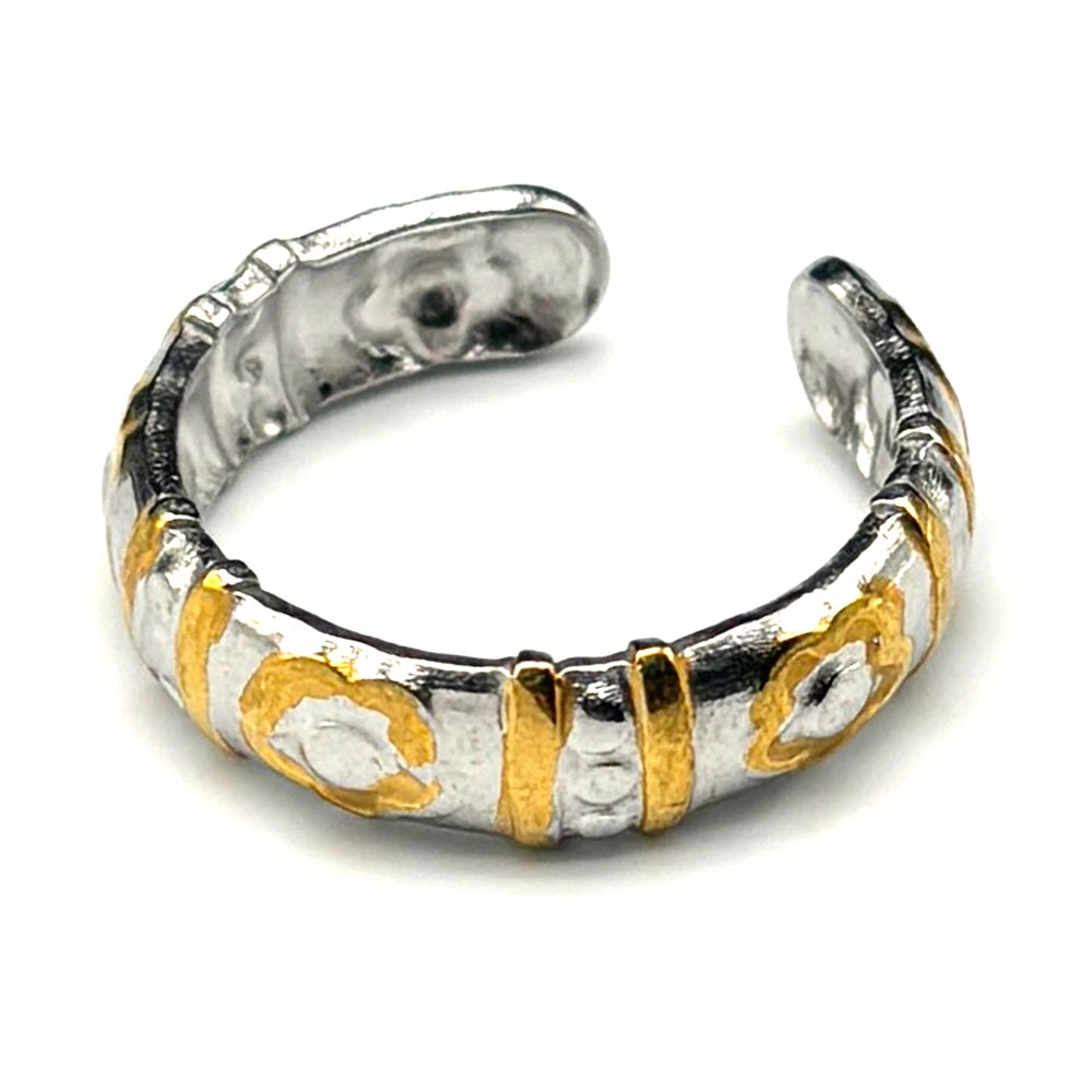 Two-Tone Ring Punk Contrast Rivet Vintage Finger