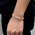 Gold Tennis Bracelet Iced Out 7MM Cluster