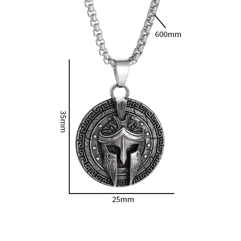 Spartan Warrior Stainless Steel Pendant Necklace
