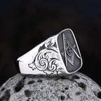 Freeshipping Fashion 2024 New 316L Stainless Steel Freemasonry Ring With Pattern For Man Biker Jewelry For Boyfriend