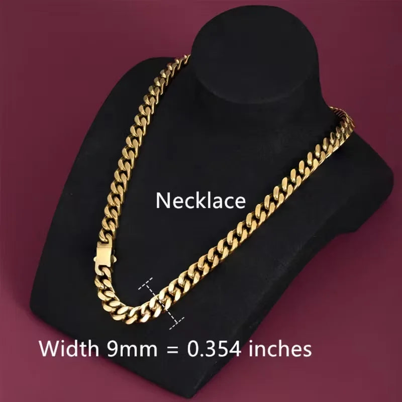 Pack of 1, Stainless Steel Miami Plated 18k Cuban Chain, Hip Hop Style, Unisex Accessories, Waterproof Necklace.