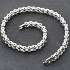 Bike Chain Necklace Bracelet Set for Man Punk Rock Stainless Steel Motorcycle Bracelets Choker Men Vacuum Plated