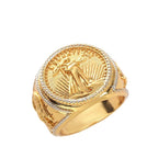 Okla2026 New Creative American Gold Glory 925 Silver Plated 18k Gold Saint Gordon Double Eagle Gold Coin Ring