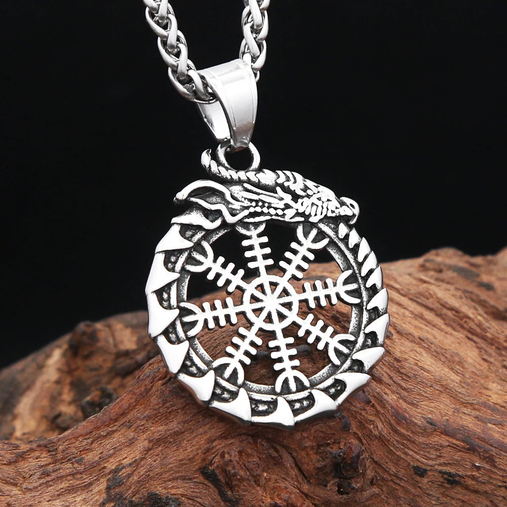 Dragon Viking Steel Pendant Vintage Ouroboros