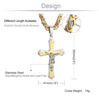 Ancient Crystal Jesus Christ Crucifix Necklace — Stainless Steel