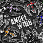 Angel Wing Cross Pendant — Stainless Steel