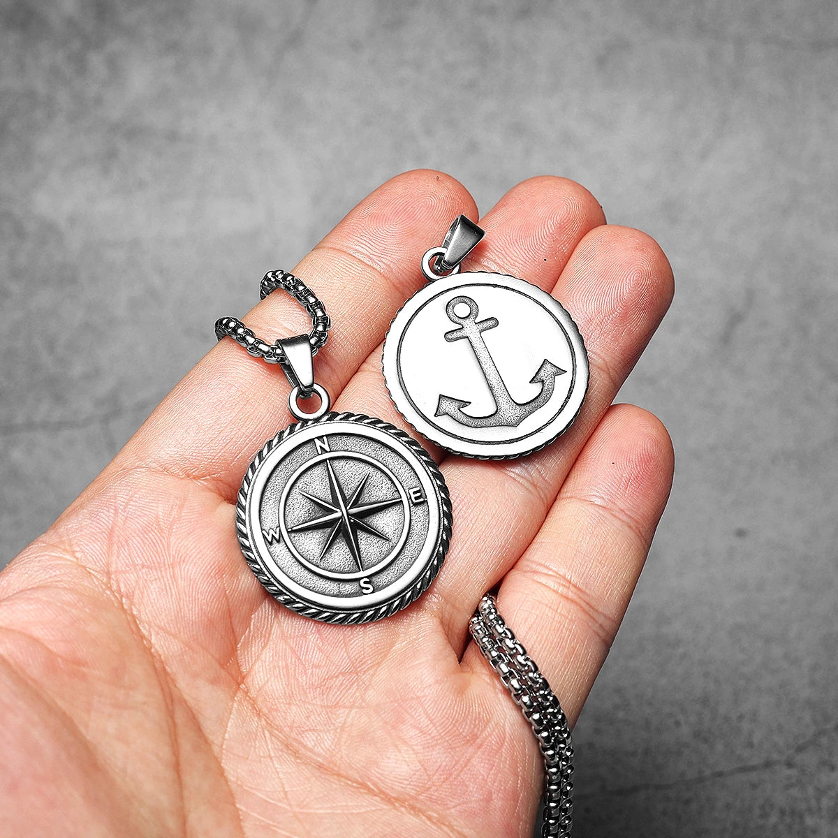 Compass Stainless Steel Pendant Necklace