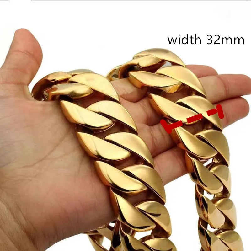 Stainless Steel 18K Necklace Jewelry Chunky Gold Cuban Link Chain Choker Jewelry for MEN