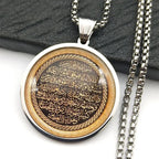 Allah Glass Medal Pendant Necklace — Stainless Steel